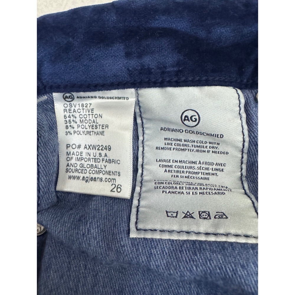 AG Adriano Goldschmied Etta High Waisted Wide Leg Crop velvet Pants Size 26 Blue - Picture 3 of 10